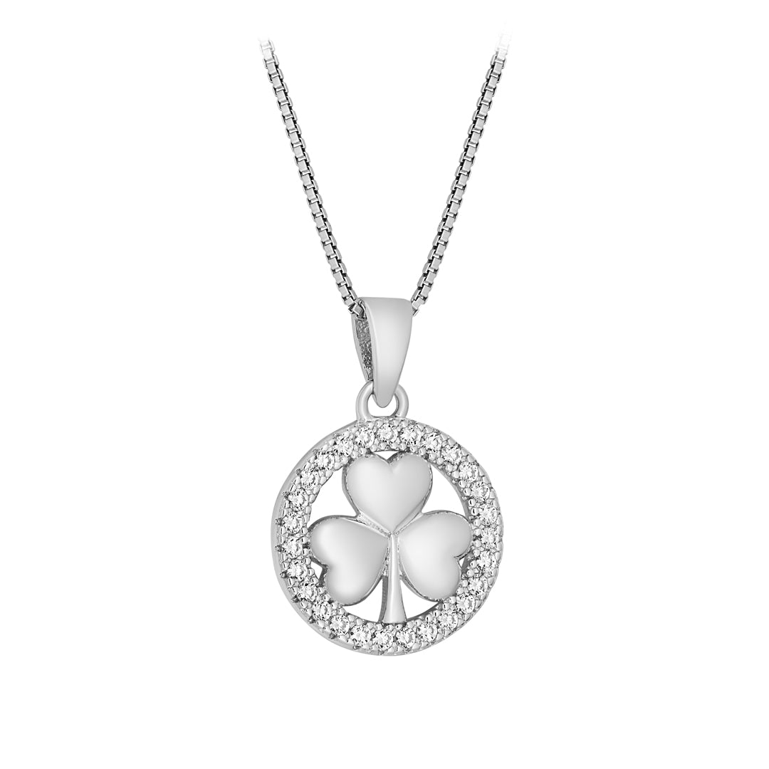 stock image of Cz Small Round Shamrock Pendant from Solvar