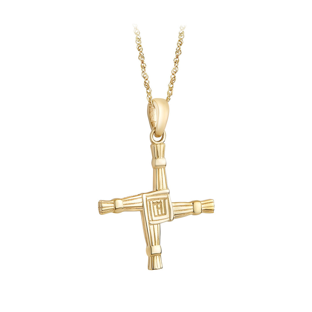 14k gold double sided st brigids cross necklace s4010 from Solvar