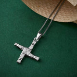 lifestyle image of silver st brigids cross necklace from Solvar