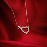 styled image of sterling silver Celtic Crystal heart necklet S46917 made by Solvar jewellery