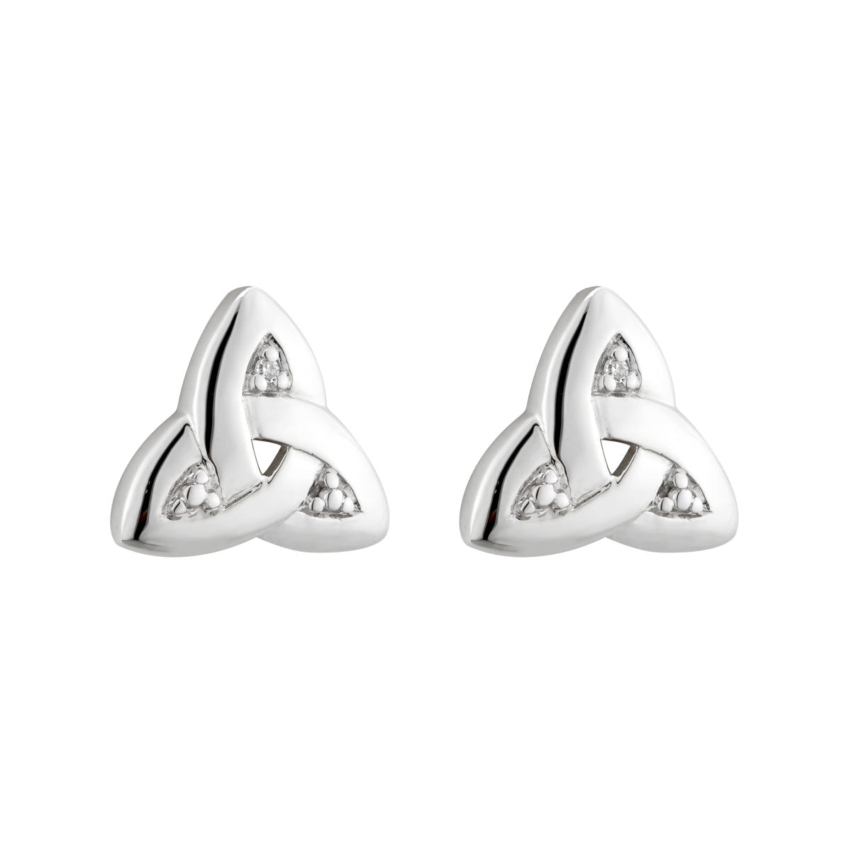 14k white gold trinity knot diamond stud earrings s3972 from Solvar