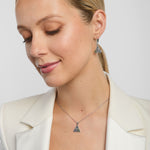model wearing celtic jewellery set in silver