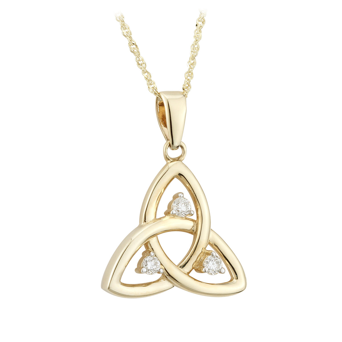 nine karat Gold Cubic Zirconia Trinity Pendant S45707 from Solvar Jewellers, Ireland