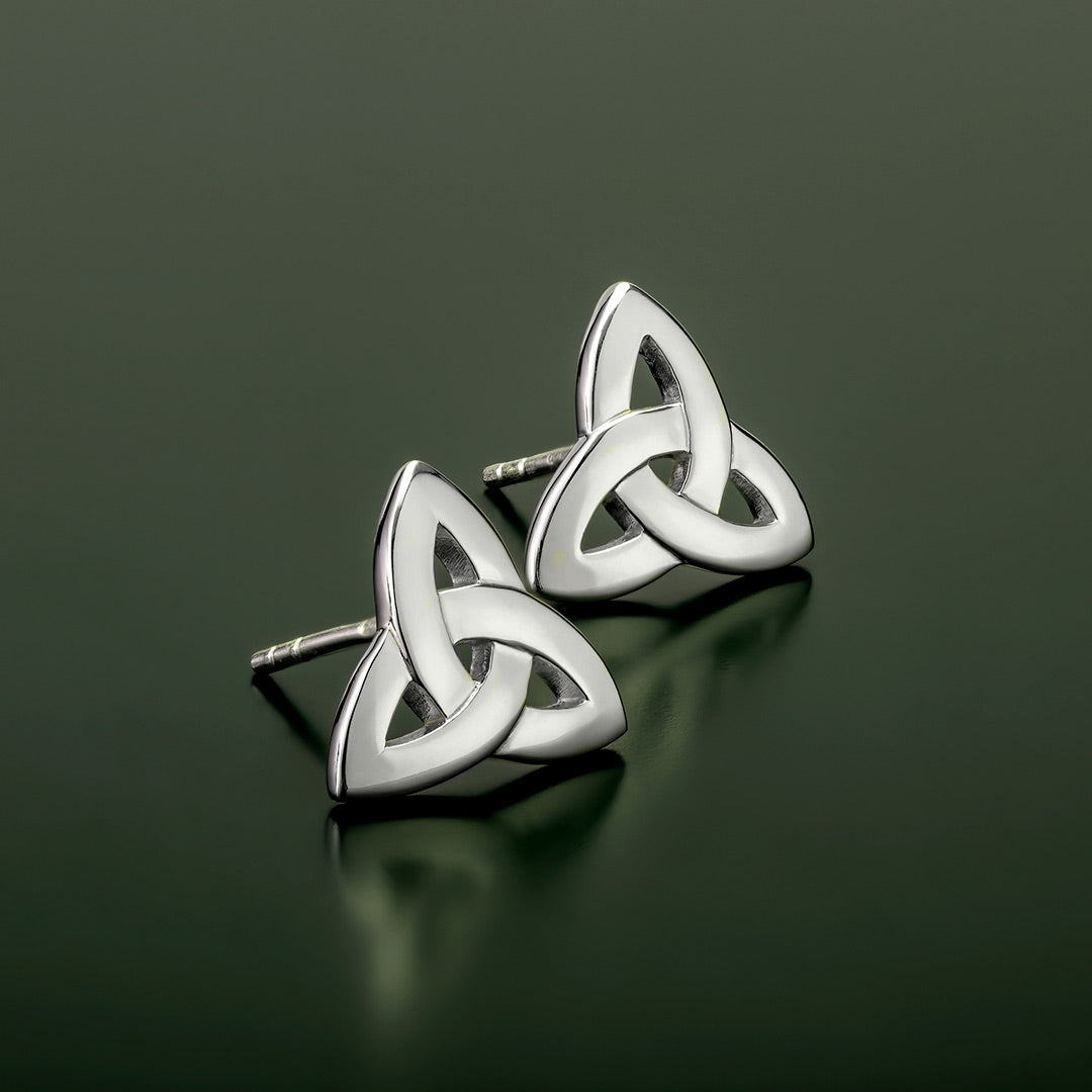 styled image of silver trinity knot stud earrings S3644 from Solvar