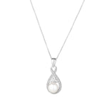 Solvar sterling silver crystal and pearl twisted trinity knot necklace S46918