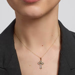 14k gold emerald cross pendant s45142 from Solvar on a model