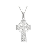 plain image of solvar white gold celtic cross necklace on the white background