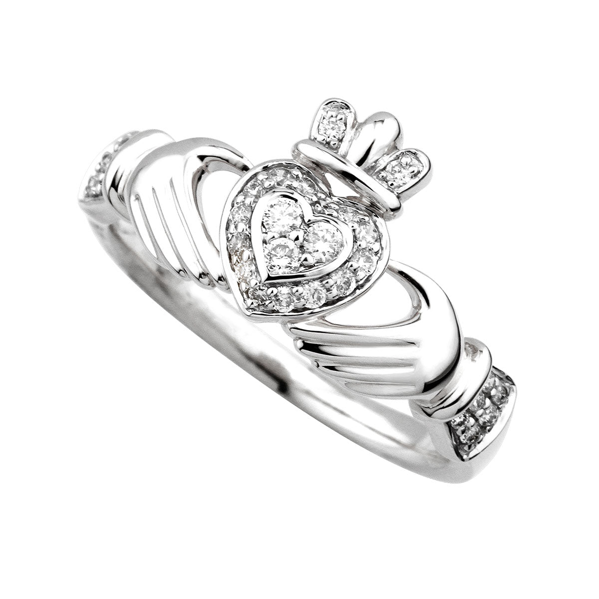 14K white gold diamond claddagh engagement ring s2944 from Solvar