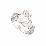 stock image of ladies white gold Claddagh ring on the white background