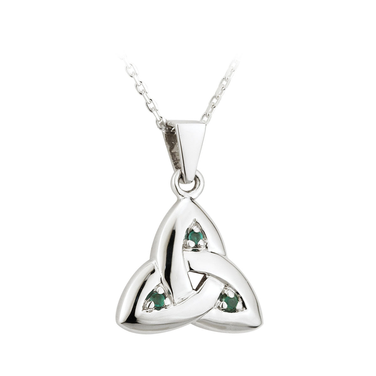 14k white gold emerald trinity knot pendant s4717 from Solvar