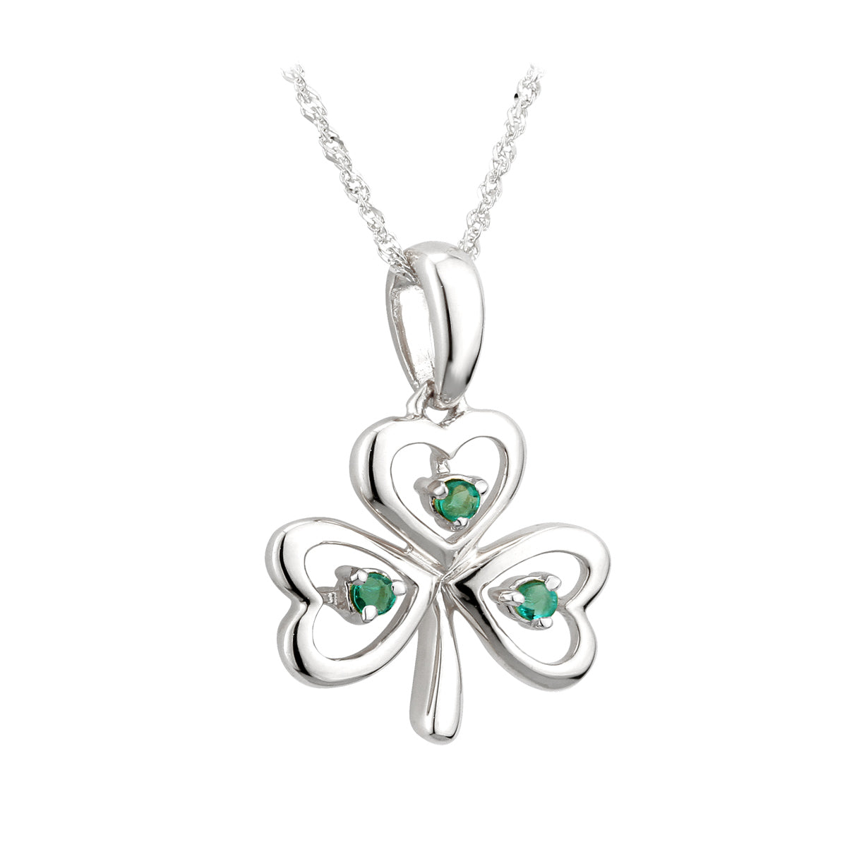 14k white gold emerald shamrock pendant s45622 from Solvar jewellery